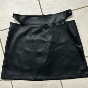 Forever 21 black faux leather mini skirt with side cutouts